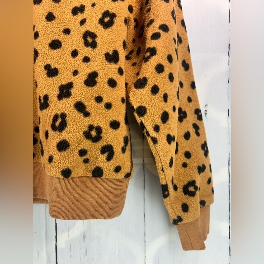 Madewell Better Fleece Womens Half Zip Sweatshirt Long Sleeve Cheetah Print Sz S - Picture 8 of 11